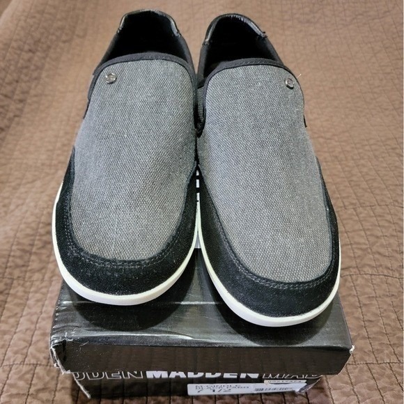 Madden Other - Madden Men M-Gindle Black Grey Fabric Slip On Sneakers Shoes 7.5 Low Top Loafers